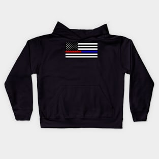 Thin Red and Blue Line American Flag Kids Hoodie